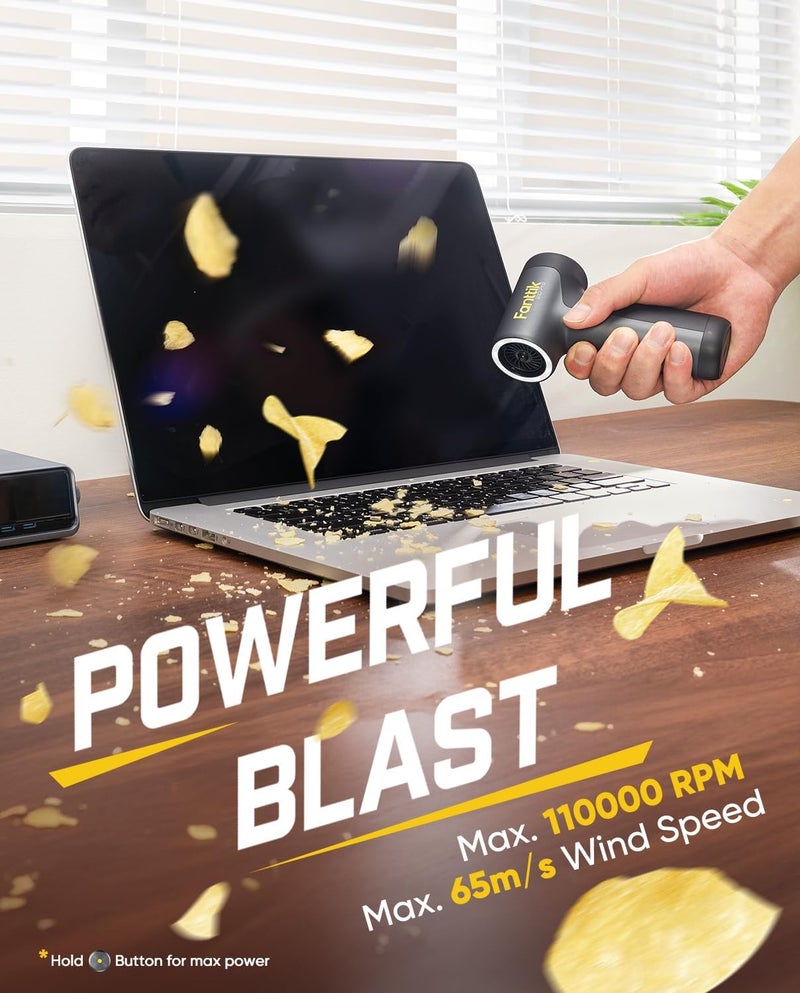 Fanttik B10 Pro Electric Air Duster, 110000RPM Brushless Motor, Compressed Air Duster, Mini Blower with One-tap Booster, 3 Gears Adjustable, Electric Duster for PC, Keyboard, Electronics and Workbench - Image 4
